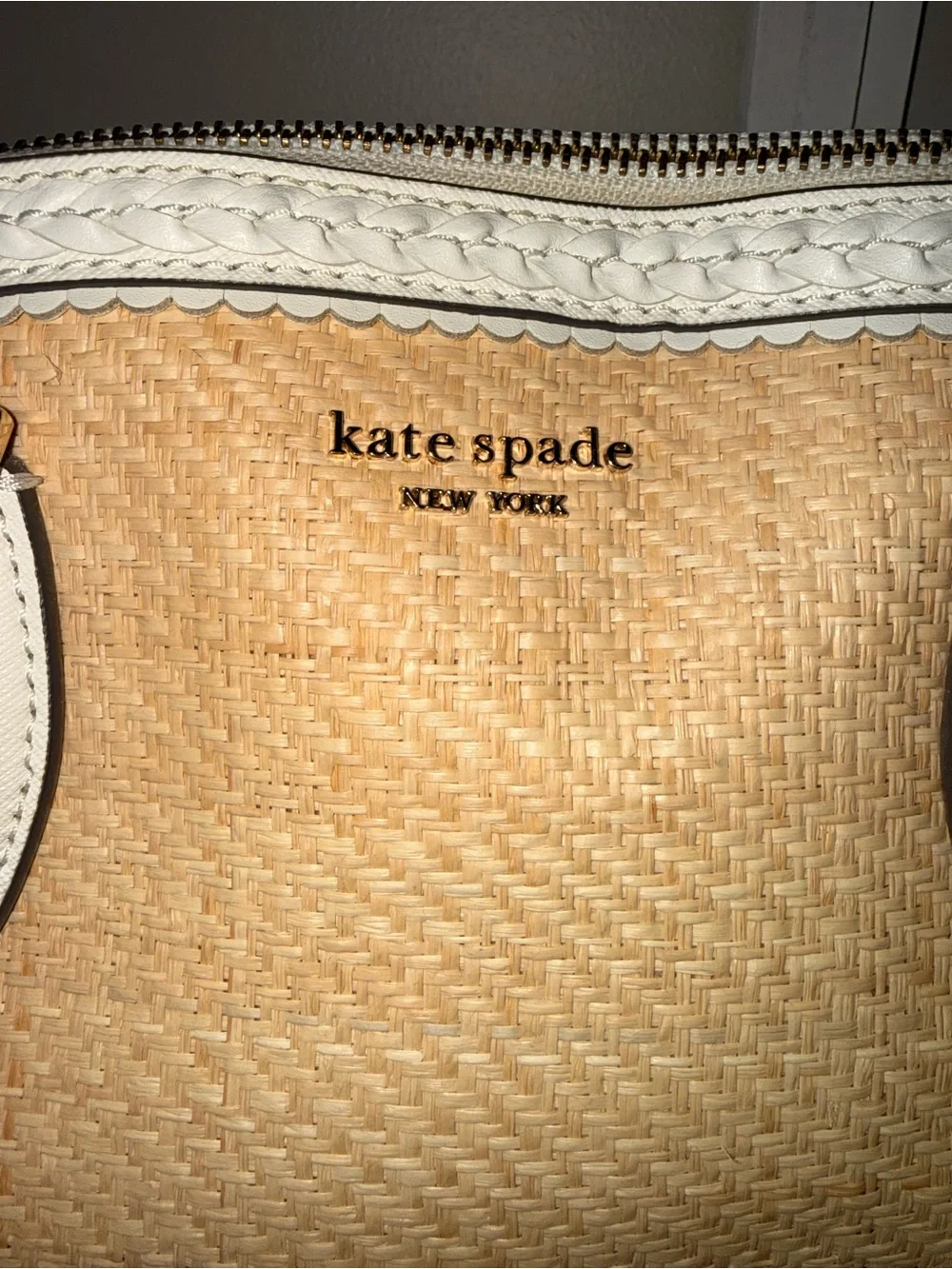 kate spade Straw Tote with White Leather Trim